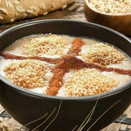 halim topped with cinnamon and almond