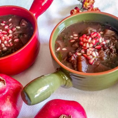 pomegranate stew is mostly cooked in autumn when pomegranates are ripe