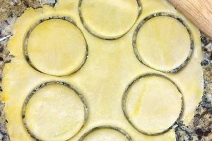 cutting the dough in circles