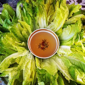 lettuce and a bowl of sekanjabin